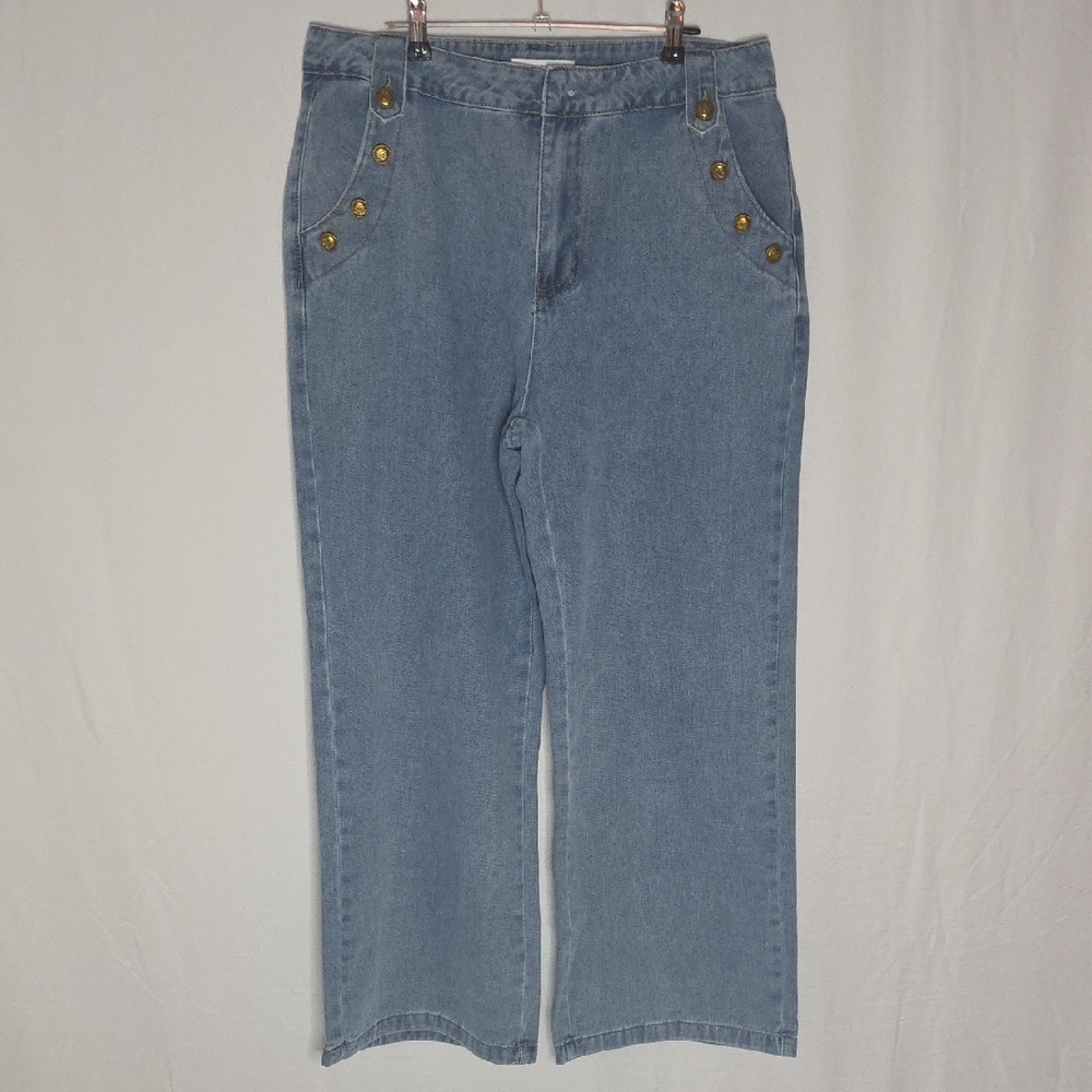 Luxe Always Women's Denim Flare Jeans with Gold Accents